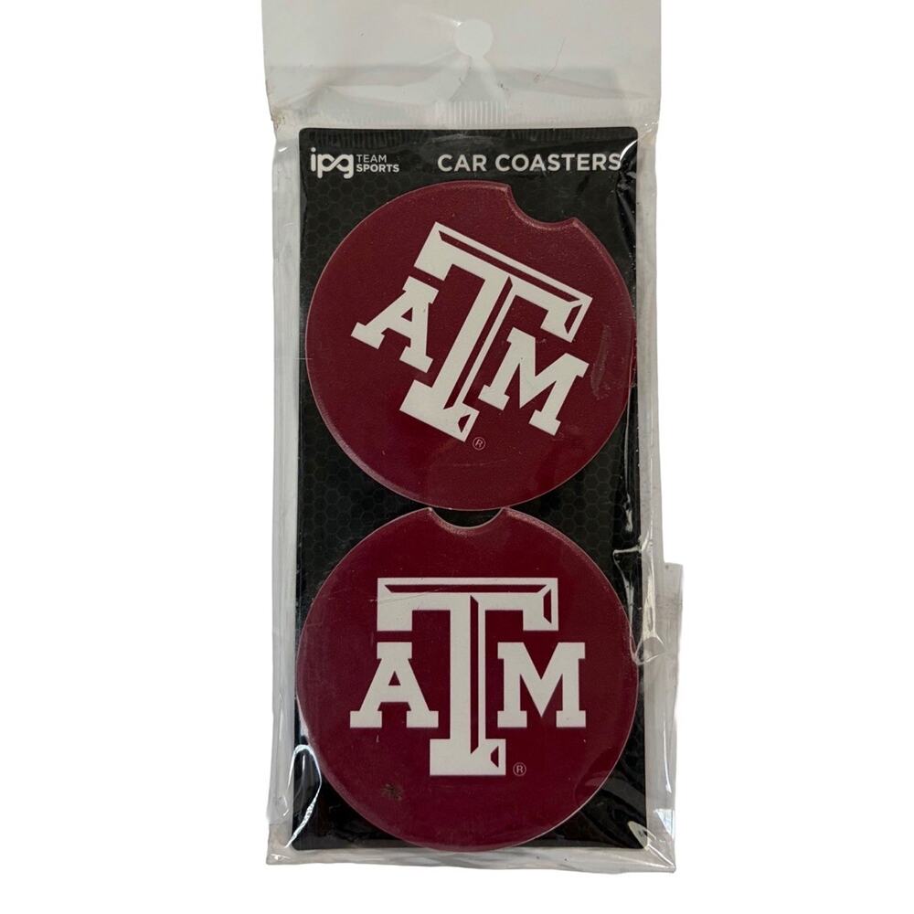 Texas A&M Aggies Car Coasters Set of 2 NCAA Team Sports Cup Holder Inserts IPG